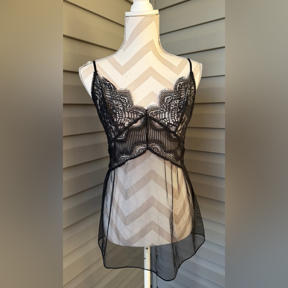 Victoria’s Secret Black Lace Babydoll Nighty Sz L